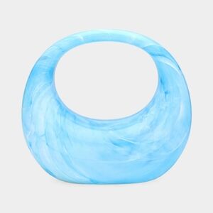 Blue Turquoise Marbled Crescent Clutch Bag Purse Acrylic Handle Statement Womens